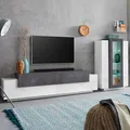 Produktbild: Moderne Wohnwand Weiß Schiefer TV-Schrank Vitrine Corona