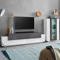 Produktbild: Moderne Wohnwand Weiß Schiefer Tv-schrank Vitrine Corona