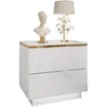 Produktbild: Lookway Nachttisch, Weiß Hochglanz, Holzwerkstoff, Uni, 2 Schubladen, Rechteckig, 50x48x37 cm, Schlafzimmer, Nachttische