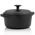 Produktbild: BBQ-Toro Gusseisen Cocotte | 2,7 Liter, Ø 20 cm | schwarz, rund | Bräter mit Deckel | Topf mit Deckel aus Gusseisen Bratentopf für Grill und Backofen | Gusstopf, bereits eingebrannt