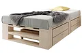 Produktbild: sunnypillow Palettenbett M2 aus Holz 80 x 200 cm mit Lattenrost und 2 Bettkästen. Stabiles Seniorenbett Kinderbett Jugendbett Gästebett erhöhtes Einzelbett Bettgestell Futonbett Komforthöhe Naturholz