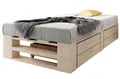Produktbild: sunnypillow Palettenbett M2 aus Holz mit Lattenrost und 2 Bettkästen, 80 x 200 cm + Schubladen Natur