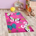 Produktbild: CARPETIA Bunter Kinderzimmerteppich mit Schmetterlingen | strapazierfähig & robust | pink, 80 x 150 cm