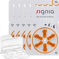 Produktbild: 30x Für Signia Gr. 13 Hörgerätebatterien, 5x6er Blister PR48 Orange 24606 + Aufbewahrungsbox f. 2 Batterien (10, 13, 312, 675), kompatible Batteriebox für Knopfzellen < Ø 12 mm x H 6 mm