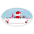 Produktbild: Weihnachtsaufkleber Weihnachtssticker Frohe Weihnachten oval 60 x 35 mm, 100 Stück auf Rolle, Haftpapier glänzend