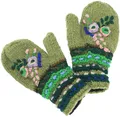 Produktbild: Guru-Shop Strickhandschuhe Wollhandschuhe mit Blümchenstickerei, Boho..