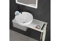 Produktbild: Alpenberger Aufsatzwaschbecken Rund - Waschschüssel Waschbecken Klein Gäste WC Set mit Handtuchhalter (Waschschale mit Nano, Handwaschbecken), mit Keramikplatte und Edelstahlkasten