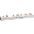 Produktbild: Hager KDN363F Phasenschiene, Kammschiene, 3-polig, mit Gabelanschluss, 10mm2, 63A, 12 Module, 3P +N, für 1FI + 8LS