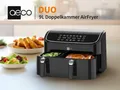 Produktbild: aeco DUO Doppelkammer AirFryer 9 L (3l & 6l, Heißluftfritteuse mit Touch-Display & Dehydrierungsfunktion, 2850W, 80°-200°, 6 Programme, + Rezeptheft)