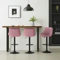 Produktbild: Barhocker Barstuhl, Gute Gepolsterte Sitzfläche Aus Samt, Höhenverstellbar, 360° Drehbar, Farbwahl, In Rosa - Woltu