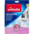 Produktbild: Vileda Allzwecktuch Microfibre Küche 2in1, 32 x 32 cm, aus Mikrofaser, lila, waschbar, 1 Stück