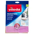 Produktbild: Vileda Mikrofaser Küchentuch, 2 Reinigungsseiten – Reinigungspower trifft auf streifenfreien Glanz, 19 x 1 x 22 cm, Farbe lila, 1er Pack