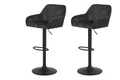 Produktbild: Hela Tische, 2er Set Barhocker Bistrohocker Dollie - Bezug Velvet/Cord Anthrazit - Armlehnen - höhenverstellbar, drehbar - Trompetengestell Schwarz