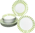 Produktbild: Split grün Streifen 12tlg Tafelservice Porzellan Speiseteller Suppenteller gestreift