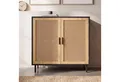 Produktbild: FINEBUY Sideboard FB100054 80cm mit 2 Türen in Rattan Wiener Geflecht Design Kommode (Kommode 2 Türen, Kommodenschrank Wiener Geflecht), 80x86,5x40 cm Anrichte Schwarz, Standschrank