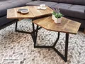 Produktbild: Soma Couchtisch Set 2 Stück Wohnzimmer Tisch Satztisch Paris Metall-Gestell schwarz oder weiß (BxHxL) 120 x 45 x 70 cm schwarz matt - tabacco
