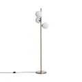 Produktbild: LEDKIA LIGHTING - Stehleuchte Moonlight Brass | Elegantes Design | 3 Strahler für vielseitige Beleuchtung | E27-Fassungen | Ideal für Wohnzimmer, Küche, Schlafzimmer, Gold, Glas