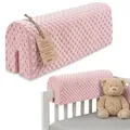 Produktbild: Bettkantenschutz für Kinderbetten Minky 90 cm - Schutz für Bettrahmen Baby Bett rausfallschutz für boxspringbett bettgitter mit Minky Bezug Kantenschutz Kinder Babybett Oeko-Tex Rosa