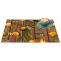 Produktbild: Platzset Tischset abwaschbar PVC Platzdeckchen rutschfest Tischuntersetzer Hitzebeständig Esstisch waschbar für drinnen & draußen Zitrone Braun Grau 35x50cm