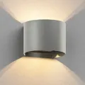 Produktbild: ledscom.de Wandleuchte RUNEL für außen, IP65, Up-/Downlight, grau matt, rund, 1x G9 max. 10W