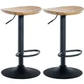 Produktbild: CLP 2er Set Barhocker Skelde - Höhenverstellbar Mit Fußstütze 360 Grad Drehbar - Tresenhocker Mit Holzsitz