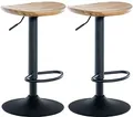 Produktbild: CLP 2er Set Barhocker Skelde - Höhenverstellbar Mit Fußstütze 360 Grad Drehbar - Tresenhocker Mit Holzsitz, Farbe:Natur