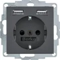 Produktbild: Berker 48031606 Steckdose SCHUKO/USB, B.3/B.7, anthrazit matt