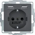 Produktbild: Berker Steckdose SCHUKO mit 2 USB-A Buchsen 48031606 | Unterputz | 16A 250V | anthrazit matt | B.3/B.7 Reihe
