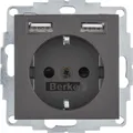 Produktbild: Berker 48031606 Steckdose-Schuko und 2x USB, anthrazit matt, B.3