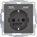 Produktbild: Berker Steckdose SCHUKO/USB 48031606 Abdeckung Stecker Steckdosen Elektrik