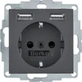 Produktbild: Berker 48031606 Steckdose SCHUKO/USB, B.3/B.7, anthrazit matt
