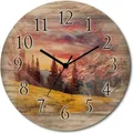 Produktbild: ARTland Holz Wanduhr Funkuhr - schwarzer Zeiger Alpines Hochland Größe: 30x30 cm