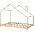 Produktbild: [en.casa] Kinderbett, Natur, Holz, Kiefer, 140x200 cm, Kinder- & Jugendzimmer, Kindermöbel, Kinderbetten, Hausbetten