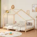 Produktbild: Hausbett Siuntio 140x200cm Kiefernholz Natur [en.casa]
