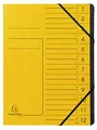Produktbild: Exacompta 541209E Premium Ordnungsmappe geheftet. Aus extra starkem Colorspan-Karton DIN A4 12 schwarze Fächer und 2 Gummizüge mit Organisationsdruck Ringmappe Register-Mappe gelb
