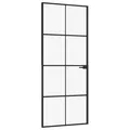 Produktbild: vidaXL Innentür, Zimmertür Komplettset 83x201,5cm, Glastür mit Griff Eisenschloss, Drehtür Tür aus Glas, Modern, Schwarz Hartglas Aluminium Schlank