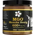 Produktbild: bee natural mgo 600+ premium monofloral neuseeland manuka honig in einem umweltfreundlichen echtglasgefäß aus nicht gefärbtem glas * 250g