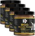 Produktbild: BEE NATURAL MGO 600+ PREMIUM MONOFLORAL NEUSEELAND MANUKA HONIG IN EINEM UMWELTFREUNDLICHEN ECHTGLASGEFÄß AUS NICHT GEFÄRBTEM GLAS * 4x 250G MANUKAHONIG # MGO 514 550 = UMF 15, 600 625 = UMF 16
