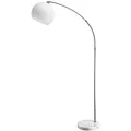 Produktbild: MONZANA® Bogenlampe Marmor 190-210 cm Höhenverstellbar Fußschalter Schwenkbar E27 Edelstahl 40W Wohnzimmer Schlafzimmer Stehlampe Standleuchte Weiß