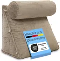 Produktbild: ELONEO Rückenkissen mit Nackenrolle für Bett & Sofa 55x50x30cm, waschbarer Bezug