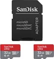 Produktbild: SanDisk Ultra - Flash-Speicherkarte (microSDHC/SD-Adapter inbegriffen) - 32 GB - A1 / UHS-I U1 / Class10 - microSDHC UHS-I (Packung mit 2)