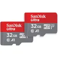 Produktbild: SanDisk Ultra 32 GB microSDHC Memory Card + SD Adapter with A1 App Performance Up to 120 MB/s, Class 10, U1 (Twin Pack)