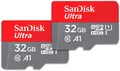 Produktbild: SanDisk Ultra 32 GB microSDHC Memory Card + SD Adapter with A1 App Performance