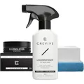 Produktbild: CREVIVE Flüssigleder Schwarz 50 ml & Lederreiniger 250 ml - Leder Reparatur Set Schwarz - Kunstleder Reparaturset - Lederreparaturset für Sofa, Couch, Lenkrad, Autositze