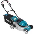 Produktbild: Makita DLM463PT2 Akku-Rasenmäher 2x18V / 5,0 Ah, 2 Akkus + Ladegerät Petrol/Schwarz