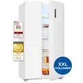 Produktbild: Exquisit Side-by-Side Kühl-Gefrierkombination, 442 Liter, No-Frost, LED-Display, 10 Ablagen, leiser Betrieb, 91 cm Breite, SBS46-040E weiss