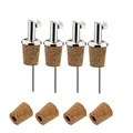 Produktbild: Westmark 4 Spirituosen-/Öl-Ausgießer + 4 Ersatzkorken, mit Kläppchen, mit Luftröhrchen, kurz, Metall/rostfreier Edelstahl, Naturkorken, Inox Gastro, Silber, 457022E3