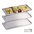 Produktbild: Relaxdays Servierplatte, 3er Set, Edelstahl, spülmaschinenfest, Wurst, Käse, Party, Schlemmerplatte, 45,5x22 cm, silber