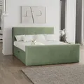 Produktbild: Kaiser Möbel Boxspringbett mit bettkasten und topper 180x200 TRENTO stoff Plüsch Cord Olive H3-Bonell - Olive