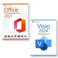 Produktbild: Microsoft Office 2021 Professional Plus + Microsoft Visio 2024 Professional Lizenz für 3 PC